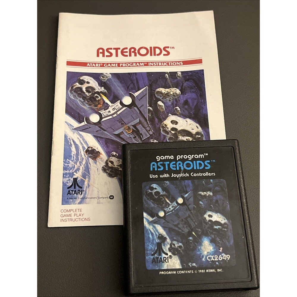 Asteroids CX-2649 (Atari 2600, 1982) Cartridge with Manual
